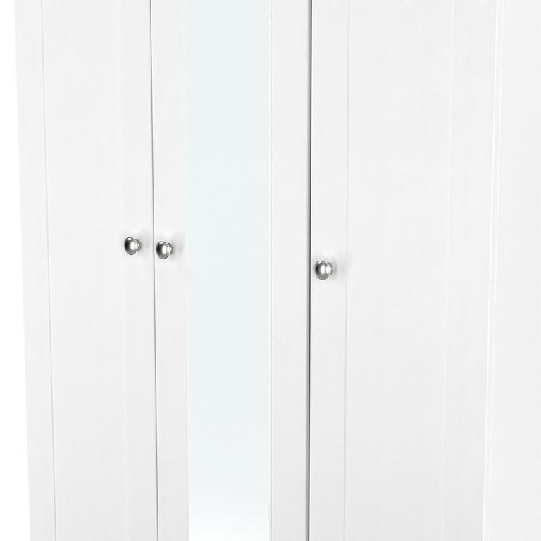 Sussex Wardrobe - 3 Door - Tall - 1 Mirror - Triple - White and Oak