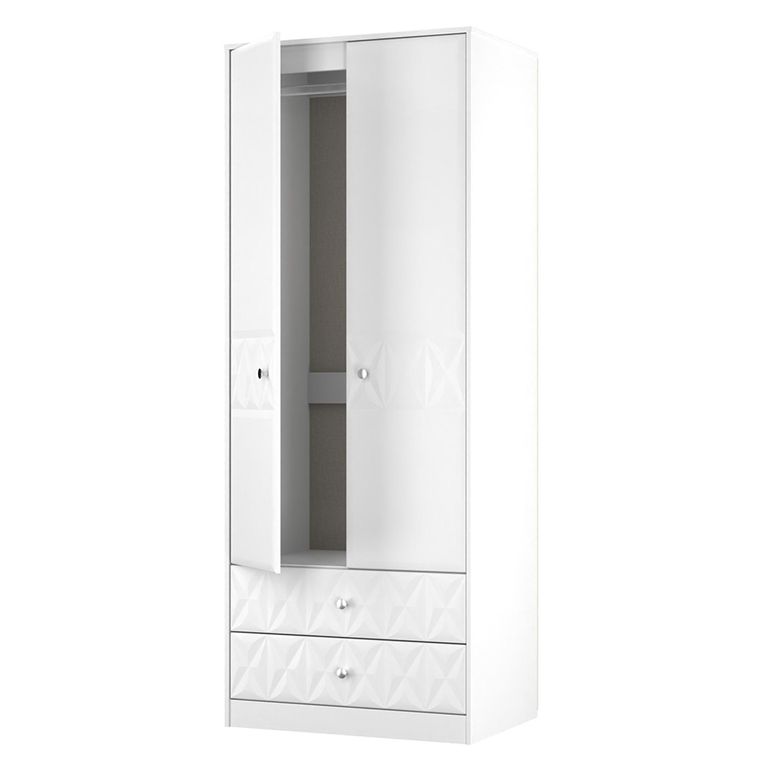 San Jose Wardrobe - 2 Door - 2 Drawer - Tall - White