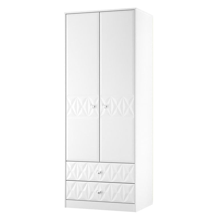 San Jose Wardrobe - 2 Door - 2 Drawer - Tall - White