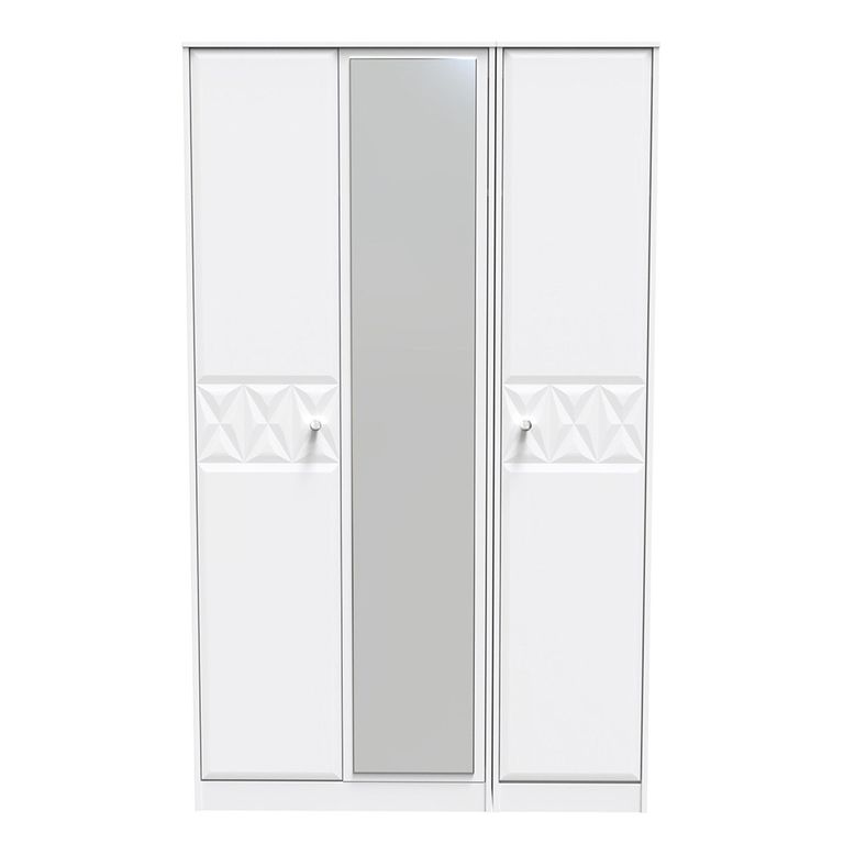 San Jose Wardrobe - 3 Door - 1 Mirror - Triple - Tall - White