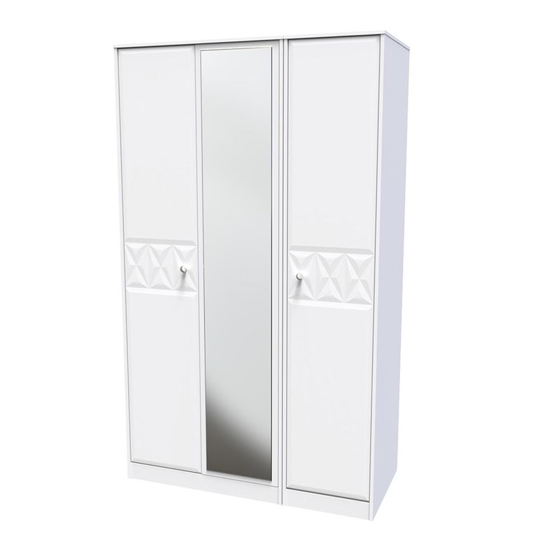 San Jose Wardrobe - 3 Door - 1 Mirror - Triple - Tall - White