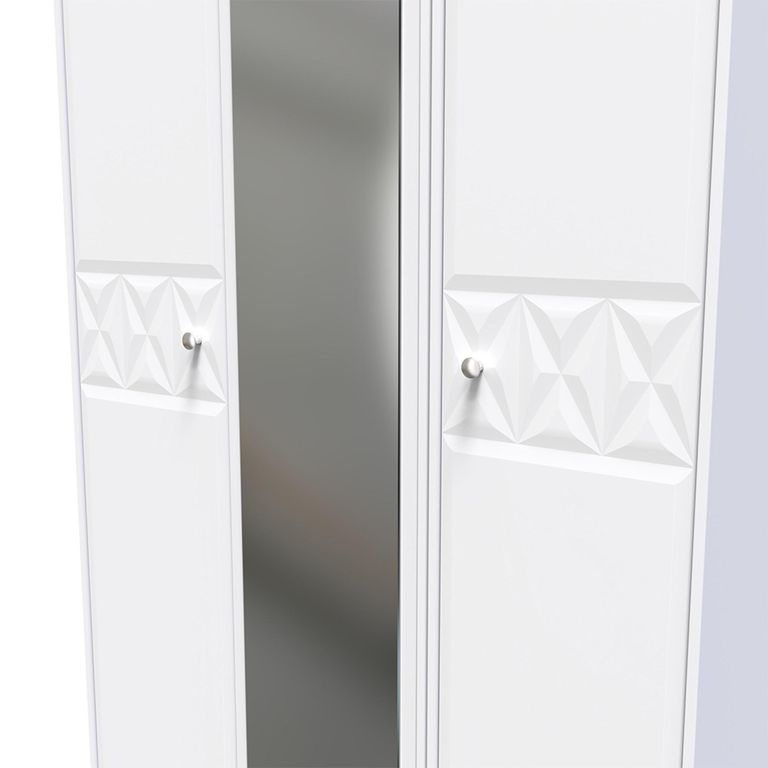 San Jose Wardrobe - 3 Door - 1 Mirror - Triple - Tall - White