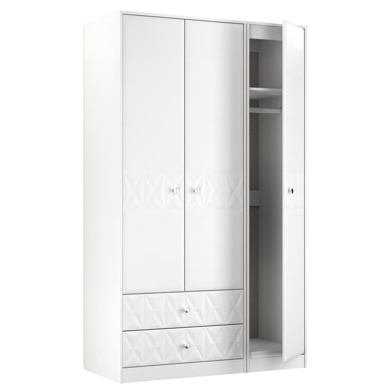 San Jose Wardrobe - 3 Door - LHF 2 Drawers - Triple - Tall - White