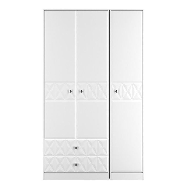 San Jose Wardrobe - 3 Door - LHF 2 Drawers - Triple - Tall - White