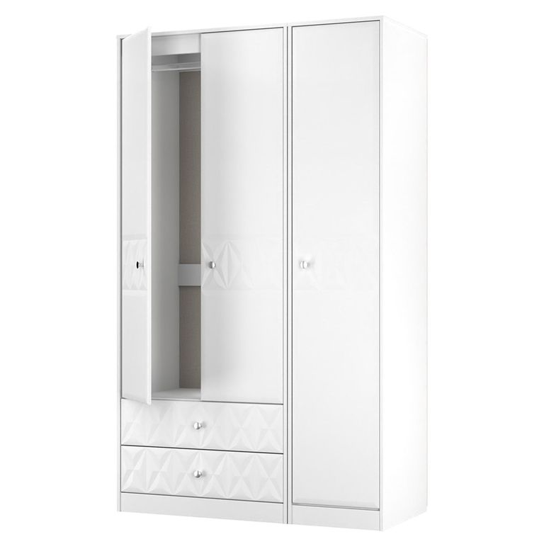 San Jose Wardrobe - 3 Door - LHF 2 Drawers - Triple - Tall - White