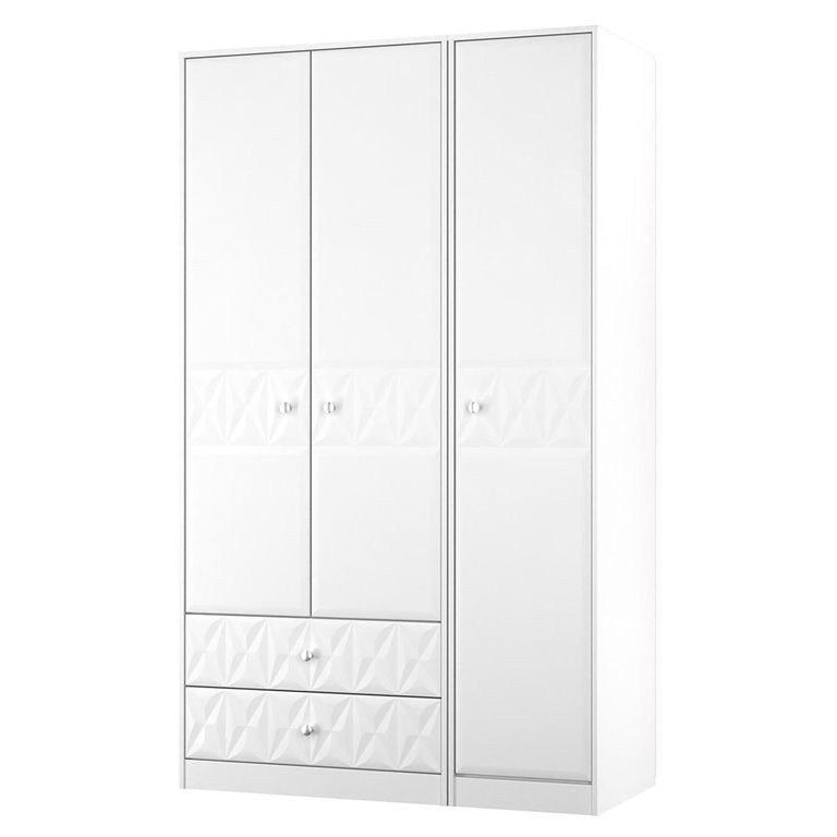 San Jose Wardrobe - 3 Door - LHF 2 Drawers - Triple - Tall - White