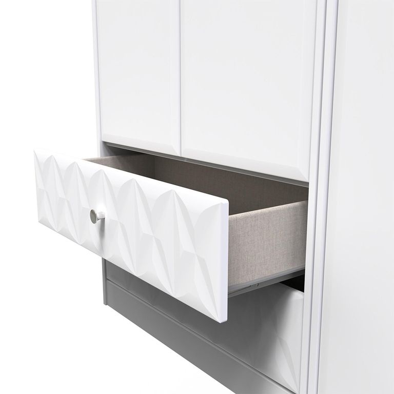 San Jose Wardrobe - 3 Door - LHF 2 Drawers - Triple - Tall - White
