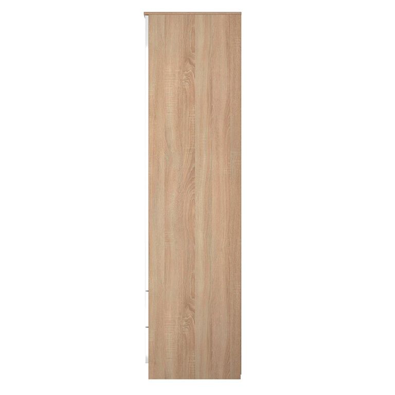 Milan Wardrobe - 2 Door - 2 Drawer - Double - White Gloss and Oak