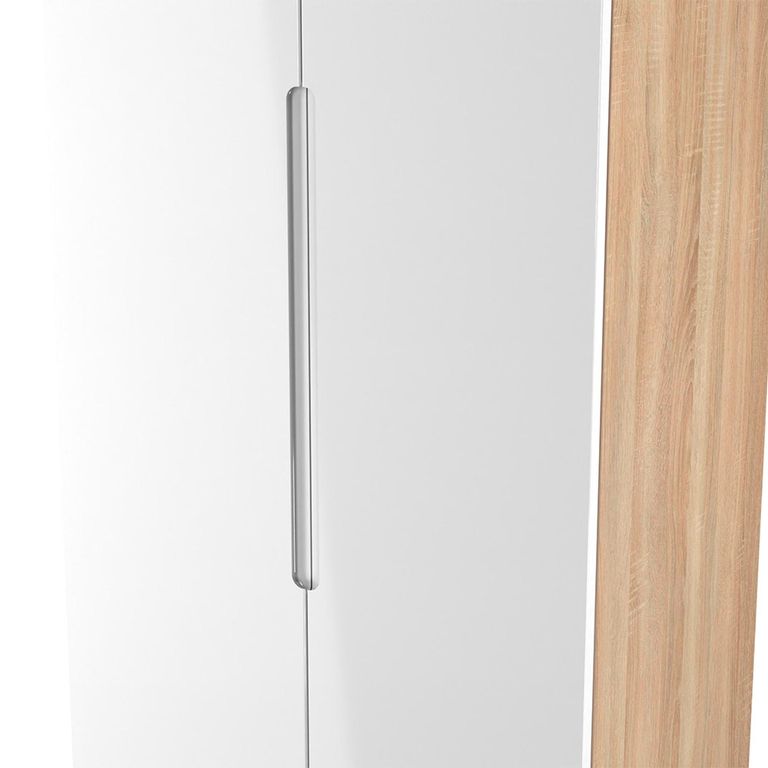 Milan Wardrobe - 2 Door - Plain - Tall - White Gloss and Oak
