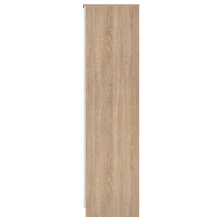 Milan Wardrobe - 3 Door - 1 Mirror - LHF 2 Drawer - Tall - Combi - White Gloss and Oak