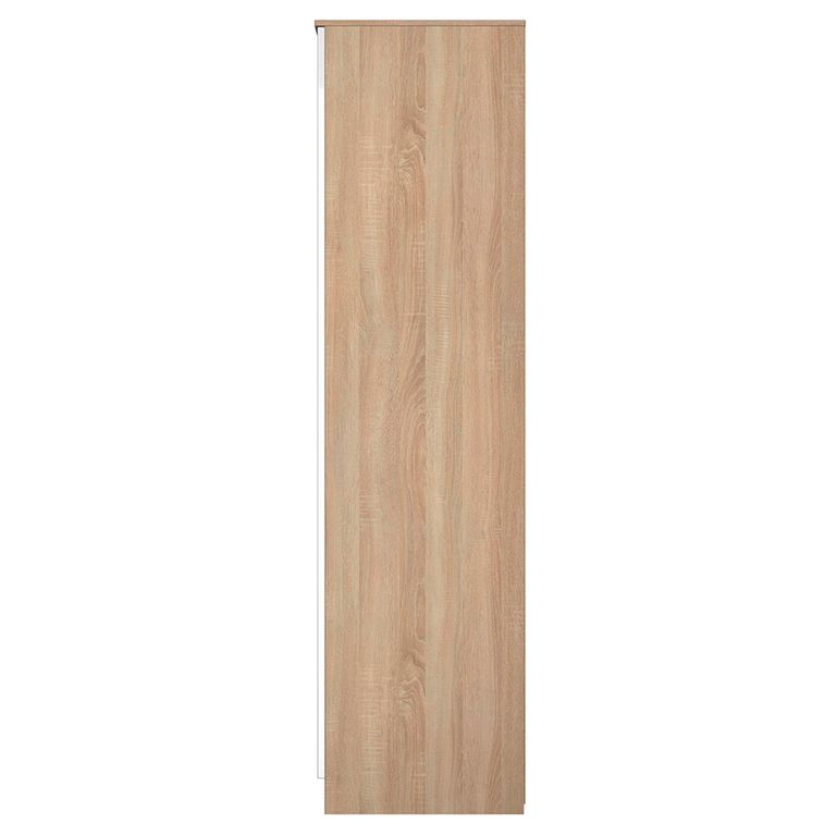 Milan Wardrobe - 3 Door - 1 Mirror - Tall - Triple - White Gloss and Oak