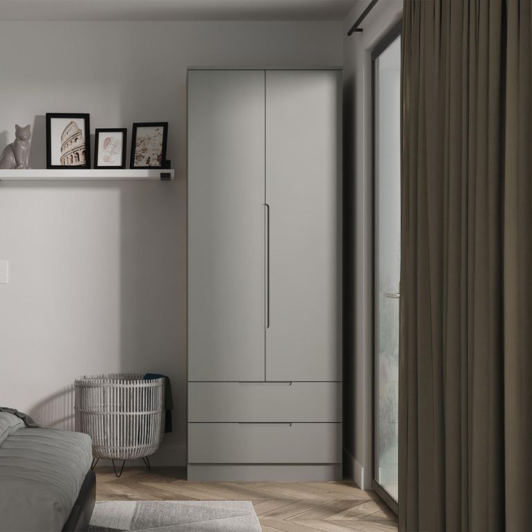 Milan Wardrobe - 2 Door - 2 Drawer - Double - Grey