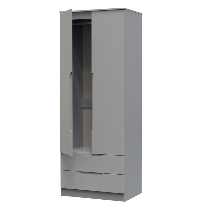 Milan Wardrobe - 2 Door - 2 Drawer - Double - Grey