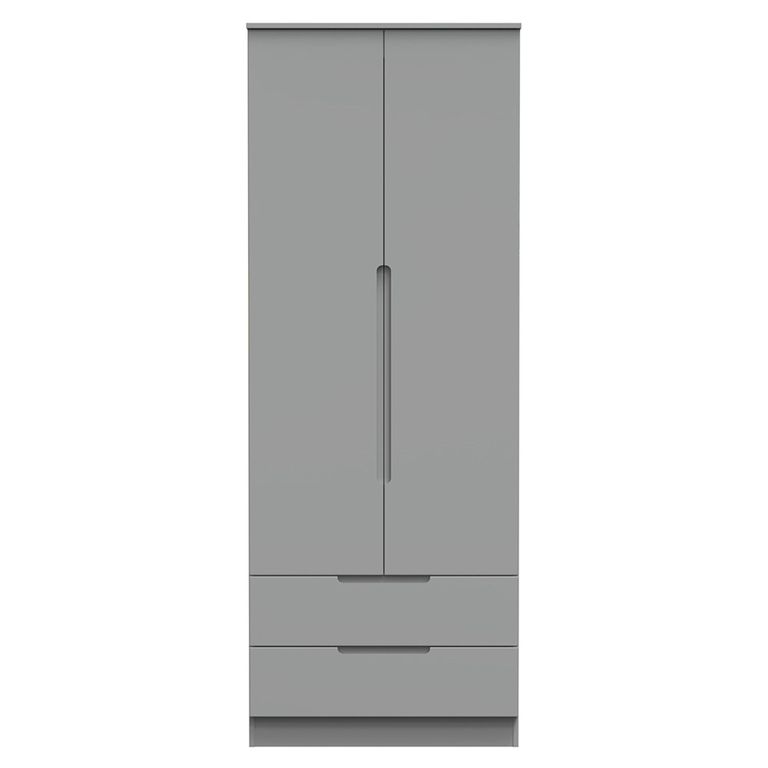 Milan Wardrobe - 2 Door - 2 Drawer - Double - Grey