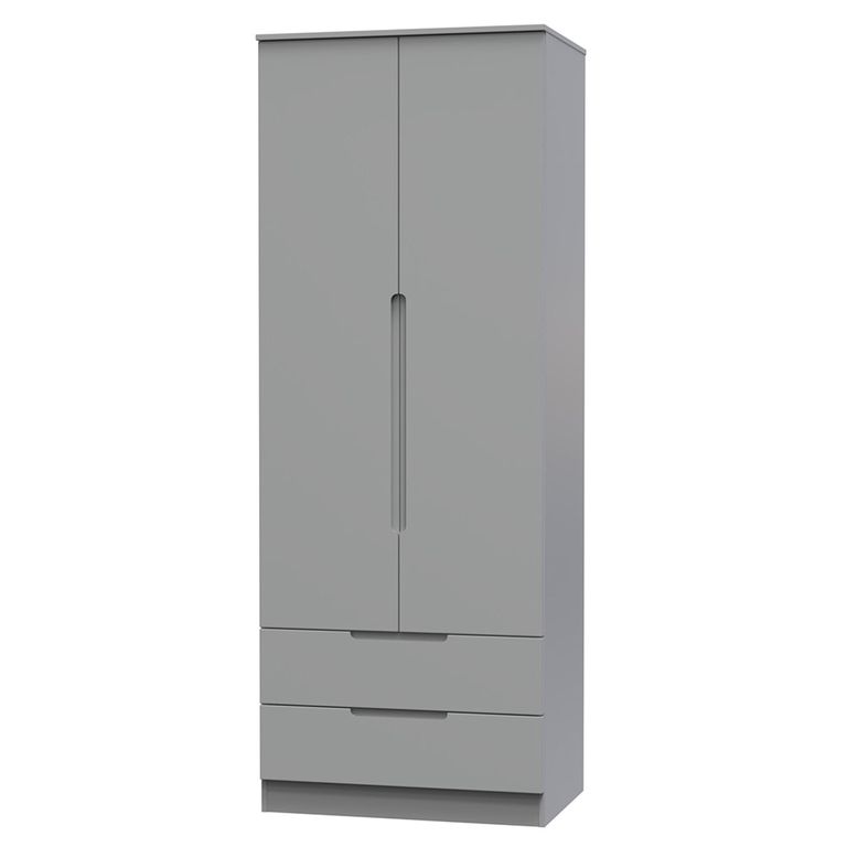 Milan Wardrobe - 2 Door - 2 Drawer - Double - Grey