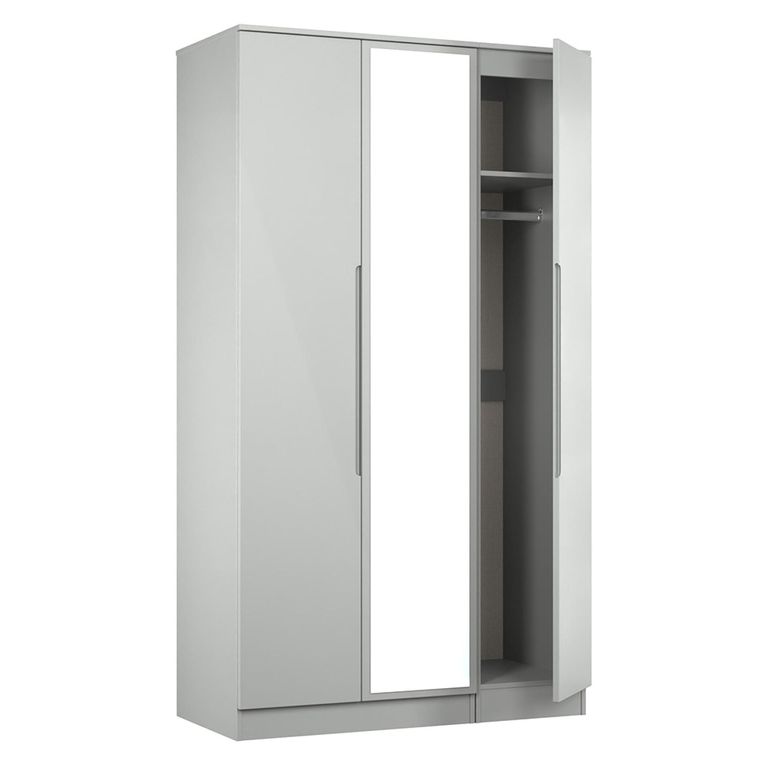 Milan Wardrobe - 3 Door - 1 Mirror - Tall - Triple - Grey