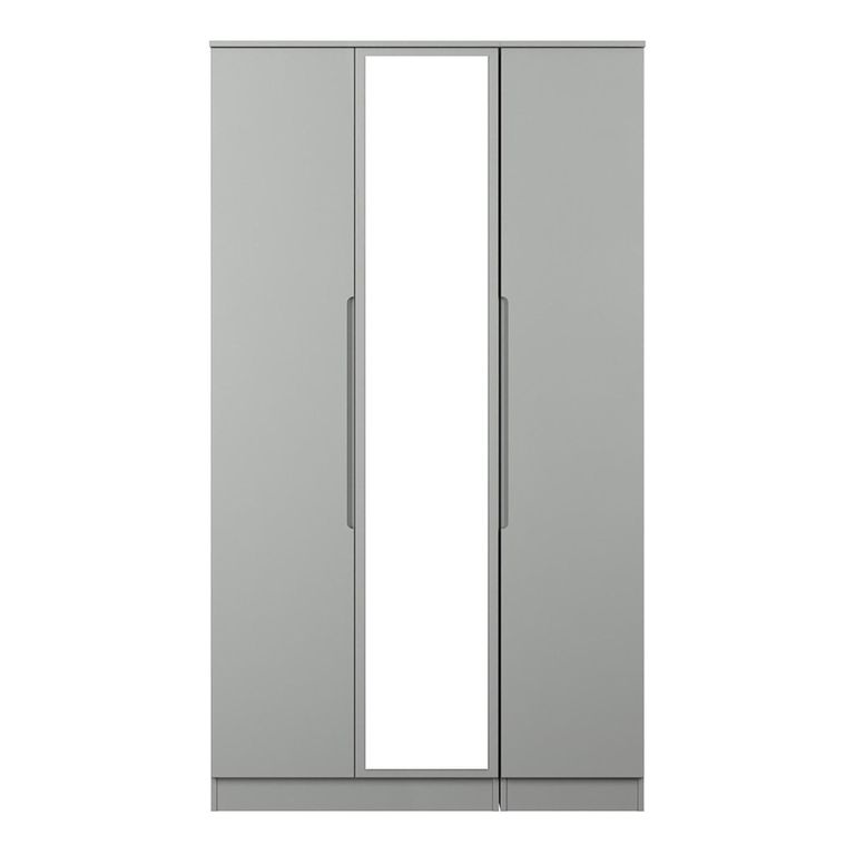 Milan Wardrobe - 3 Door - 1 Mirror - Tall - Triple - Grey