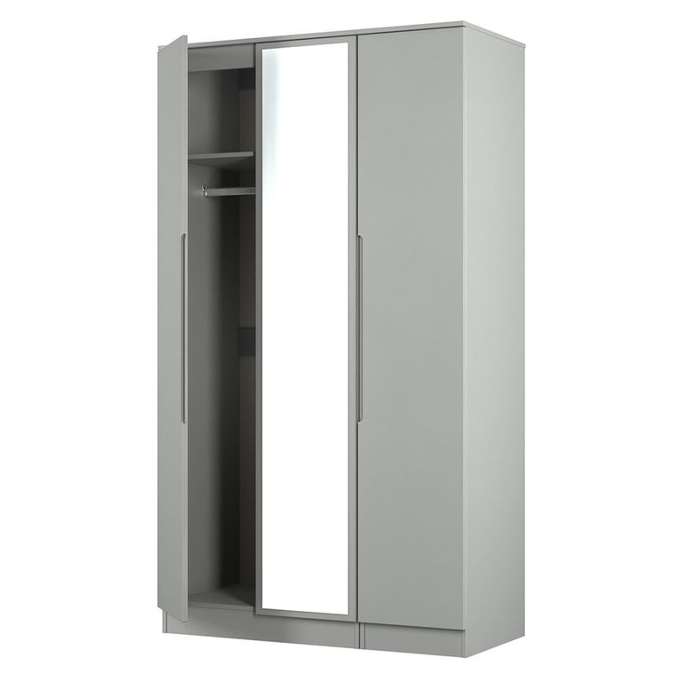 Milan Wardrobe - 3 Door - 1 Mirror - Tall - Triple - Grey
