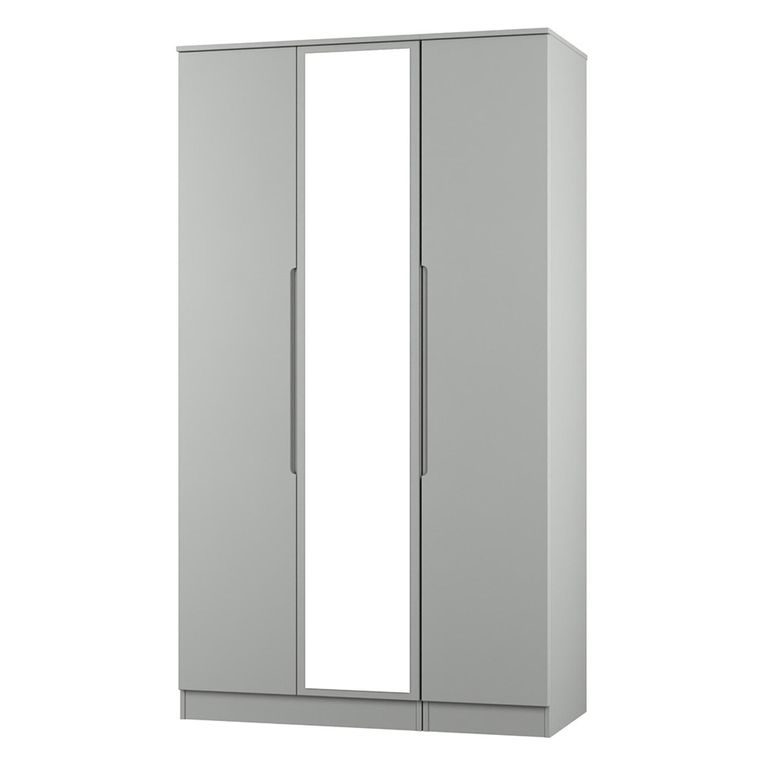Milan Wardrobe - 3 Door - 1 Mirror - Tall - Triple - Grey