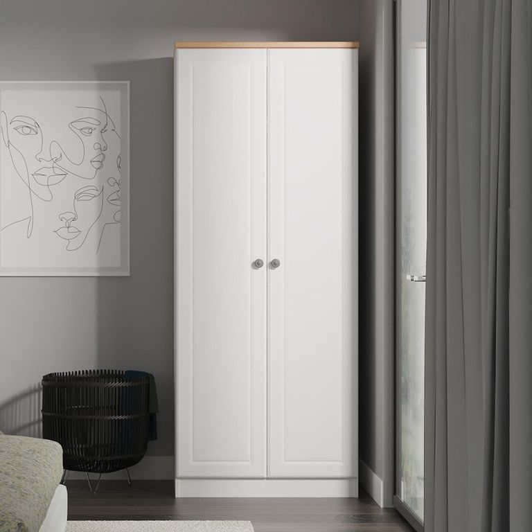 Norfolk Wardrobe - 2 Door - Plain - White and Oak