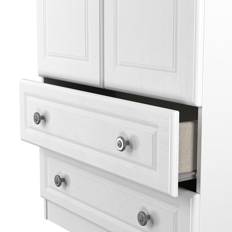 Norfolk Wardrobe - 2 Door - 2 Drawer - Double - White and Oak