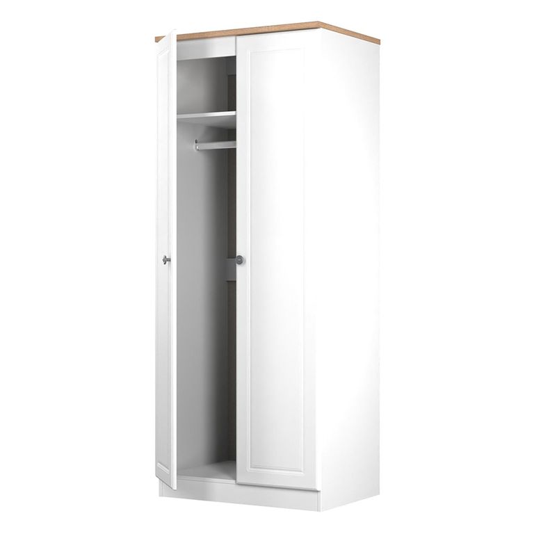 Norfolk Wardrobe - 2 Door - Plain - White and Oak