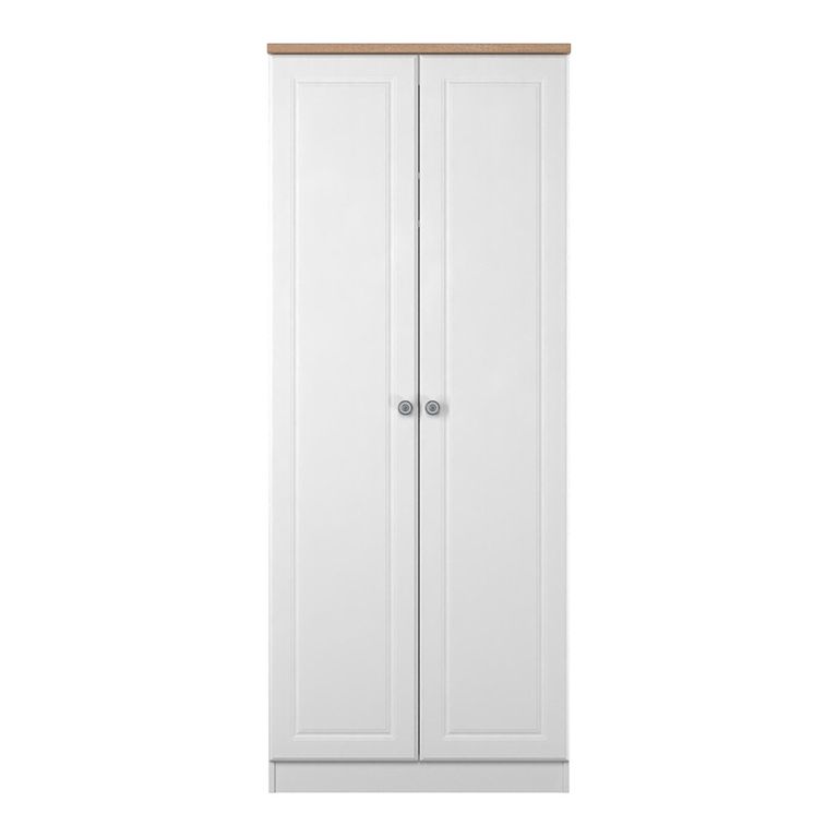 Norfolk Wardrobe - 2 Door - Plain - White and Oak