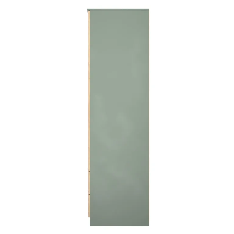 Java Fluted Wardrobe - 2 Door - 2 Drawer - Natural and Reed Green