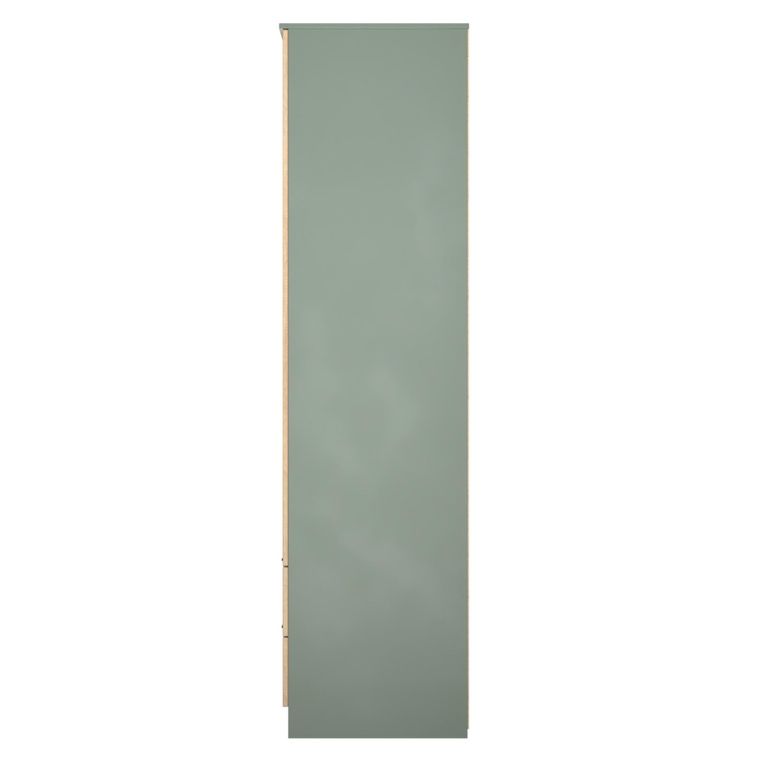 Java Fluted Wardrobe - 2 Door - 2 Drawer - Tall Robe - Natural and Reed Green