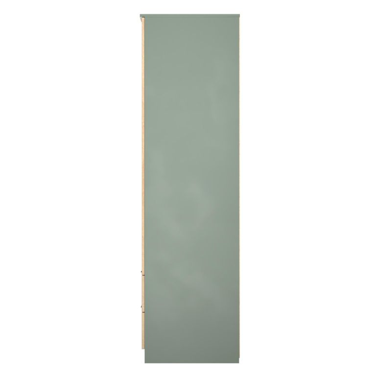 Java Fluted Wardrobe - 2 Door - Combi - 1 Mirror - Natural and Reed Green