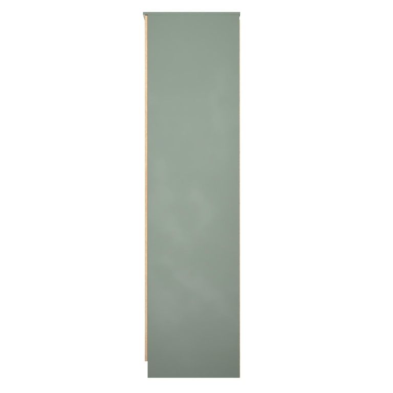 Java Fluted Wardrobe - 2 Door - Tall - 1 Mirror - Natural and Reed Green