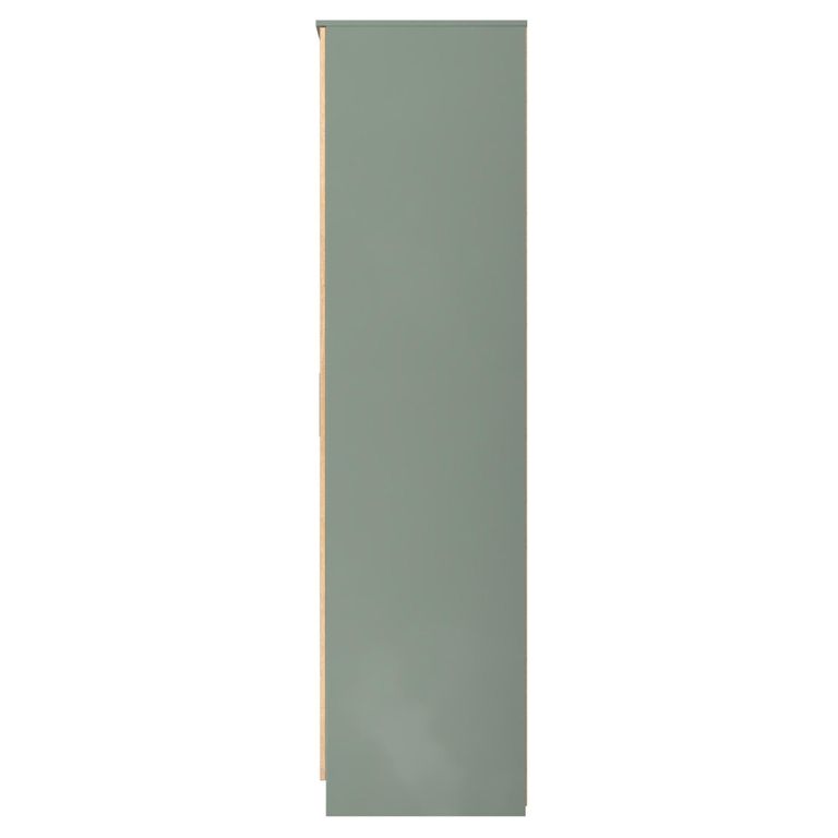 Java Fluted Wardrobe - 3 Door - 2 Drawer - Tall Triple - Natural and Reed Green