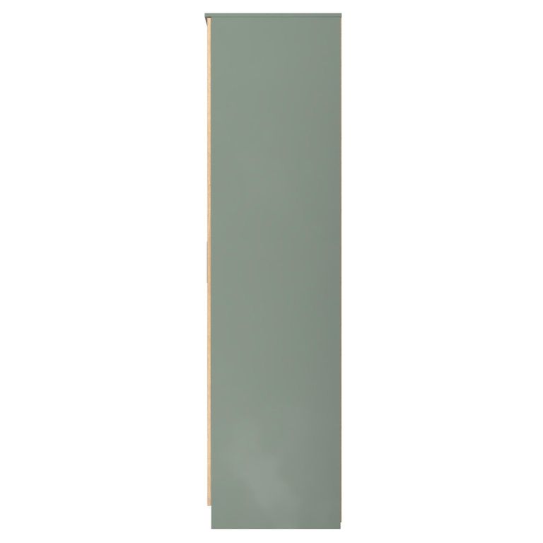 Java Fluted Wardrobe - 3 Door - Tall Triple Combi - 1 Mirror - Natural and Reed Green