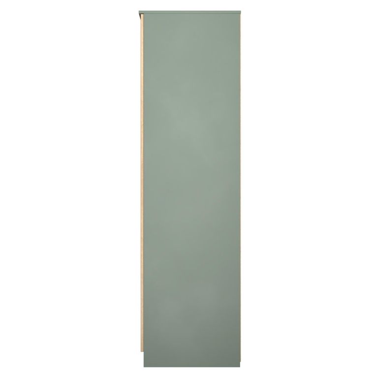 Java Fluted Wardrobe - 3 Door - Triple - 1 Mirror - Natural and Reed Green