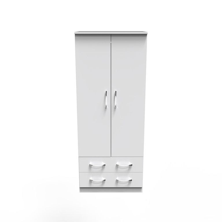 Avon Wardrobe - 2 Door - 2 Drawers - Double - White