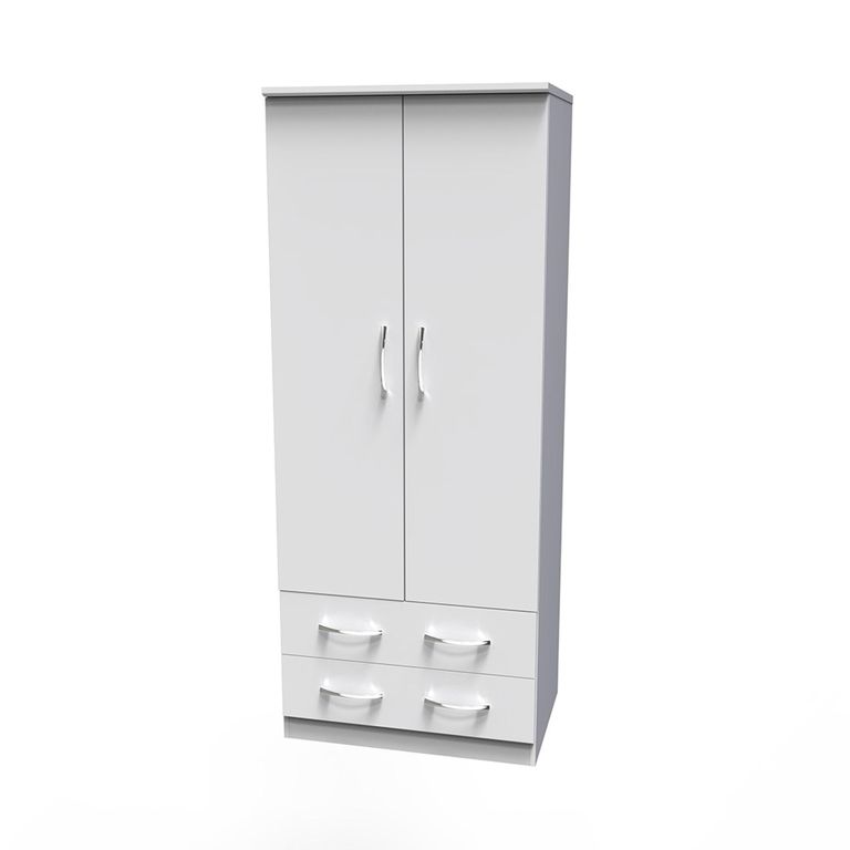 Avon Wardrobe - 2 Door - 2 Drawers - Double - White