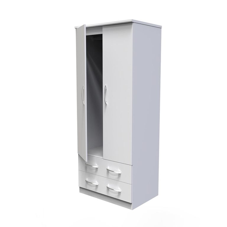 Avon Wardrobe - 2 Door - 2 Drawers - Double - White