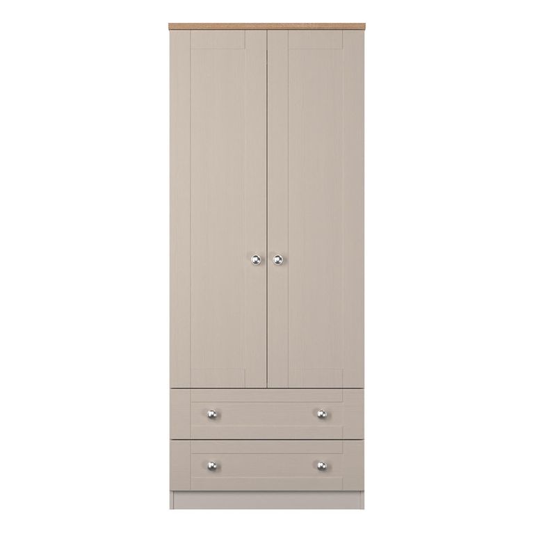 Sussex Wardrobe - 2 Door - 2 Drawer - Double - Cashmere and Oak