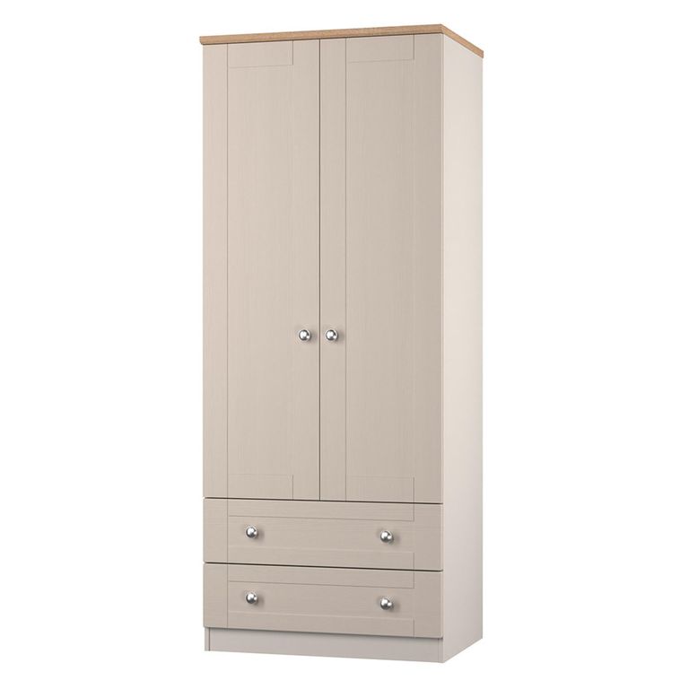 Sussex Wardrobe - 2 Door - 2 Drawer - Double - Cashmere and Oak
