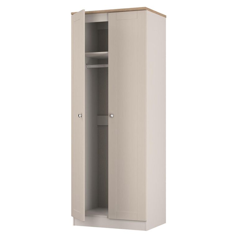 Sussex Wardrobe - 2 Door - Plain - Tall - Cashmere and Oak