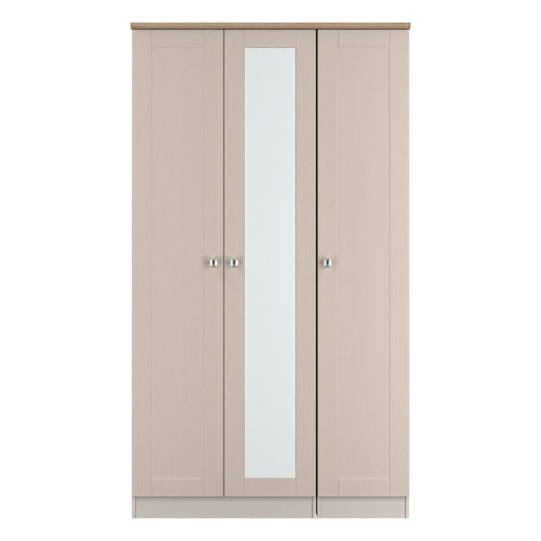 Sussex Wardrobe - 3 Door - 1 Mirror - Tall - Triple - Cashmere and Oak
