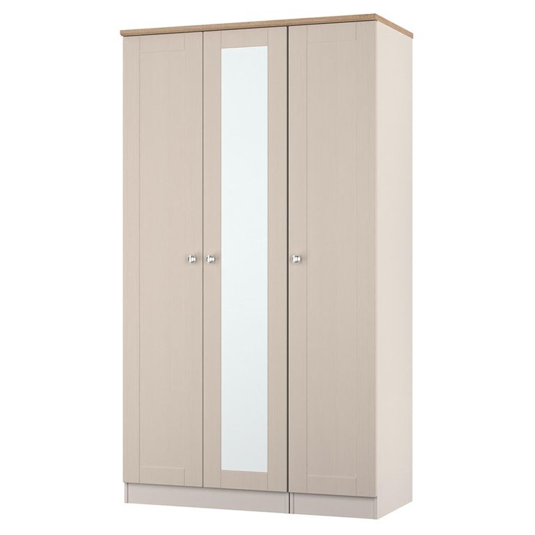 Sussex Wardrobe - 3 Door - 1 Mirror - Tall - Triple - Cashmere and Oak