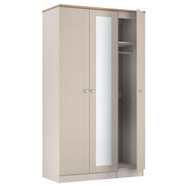 Sussex Wardrobe - 3 Door - 1 Mirror - Tall - Triple - Cashmere and Oak