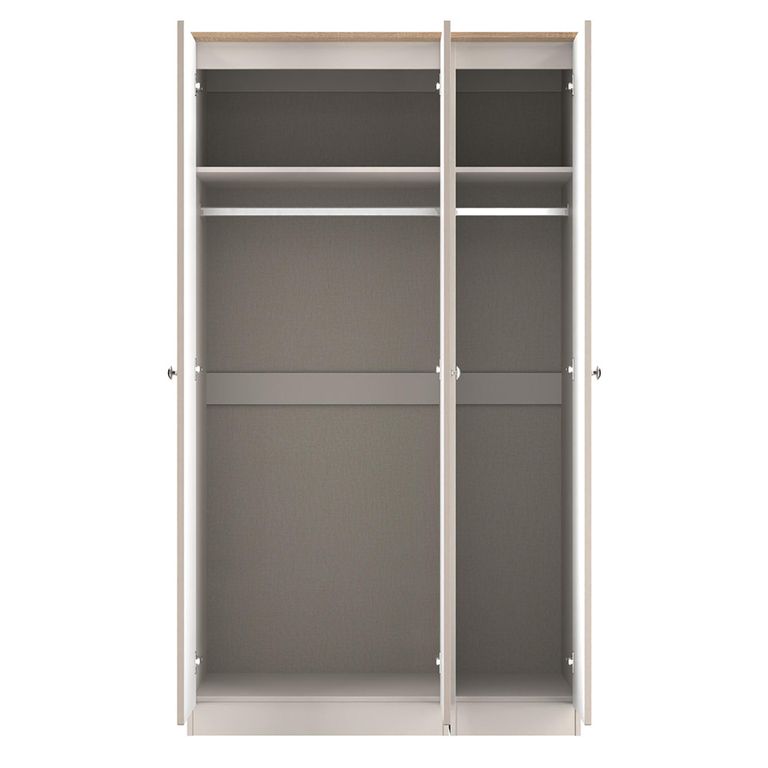 Sussex Wardrobe - 3 Door - 1 Mirror - Tall - Triple - Cashmere and Oak