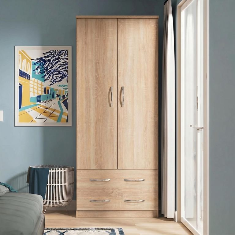 Avon Wardrobe - 2 Door - 2 Drawers - Double - Oak