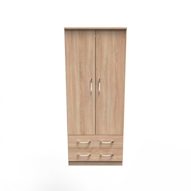 Avon Wardrobe - 2 Door - 2 Drawers - Double - Oak
