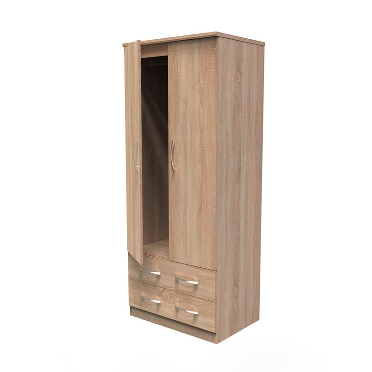 Avon Wardrobe - 2 Door - 2 Drawers - Double - Oak