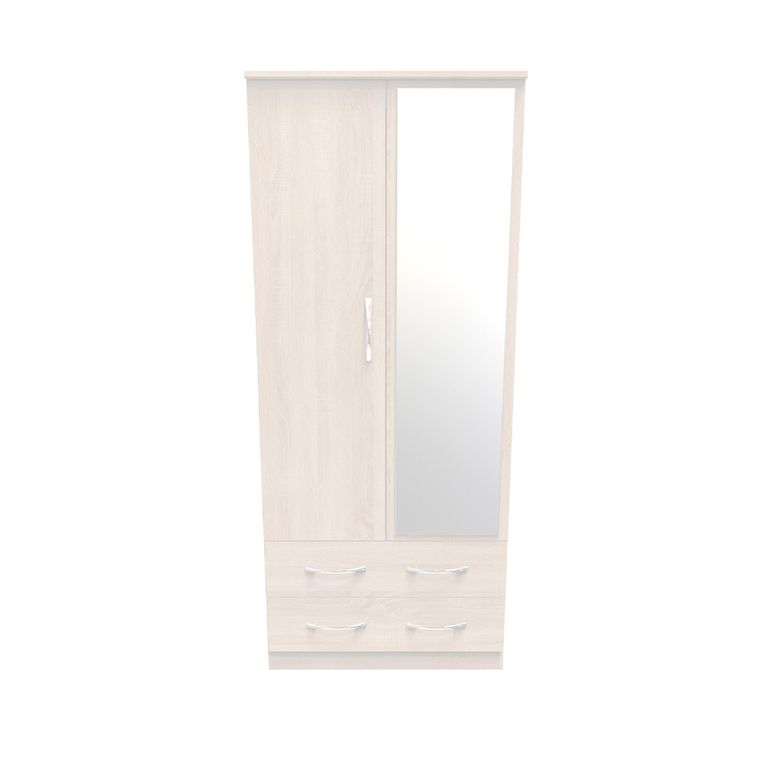 Avon Wardrobe - 2 Door - Combi - with 1 Mirror - Oak