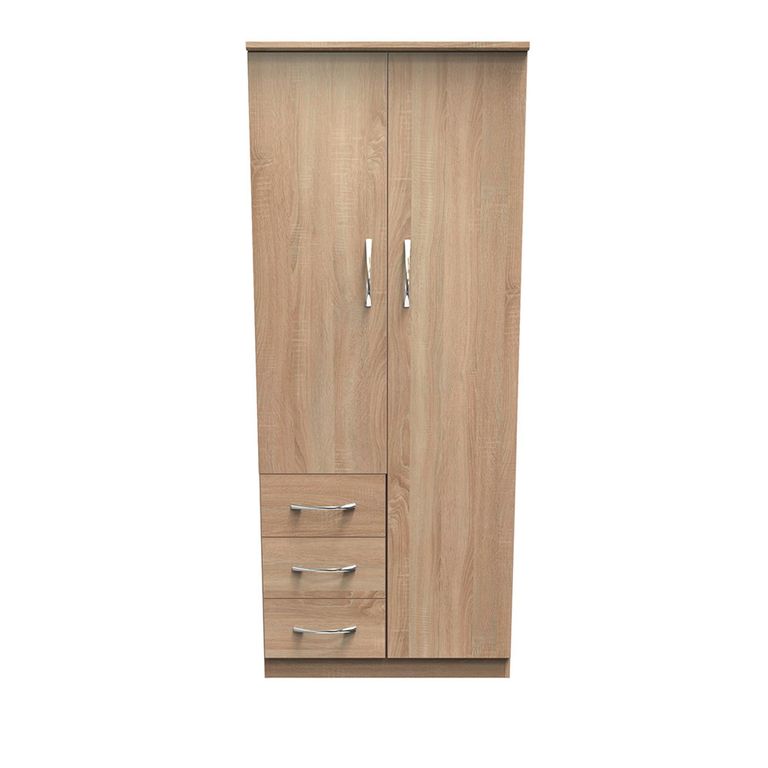 Avon Wardrobe - 2 Door - RHF 3 Drawers - Oak
