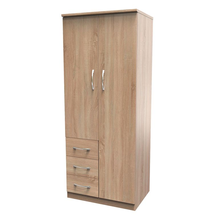 Avon Wardrobe - 2 Door - RHF 3 Drawers - Oak